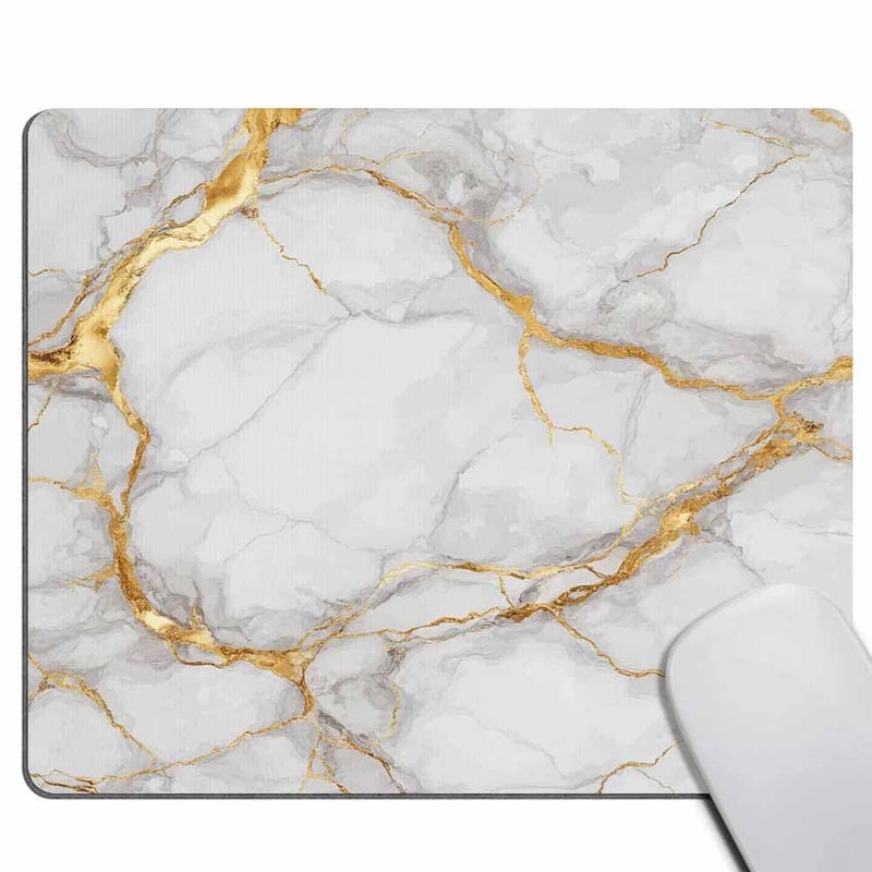 Smooffly Mouse Pad White Marble Gold Grain Watermark Background Design Mousepad Non Slip Rubber Gaming Mouse Pad Rectangle Mouse Pads for Computers Laptop - Marble - Image 1